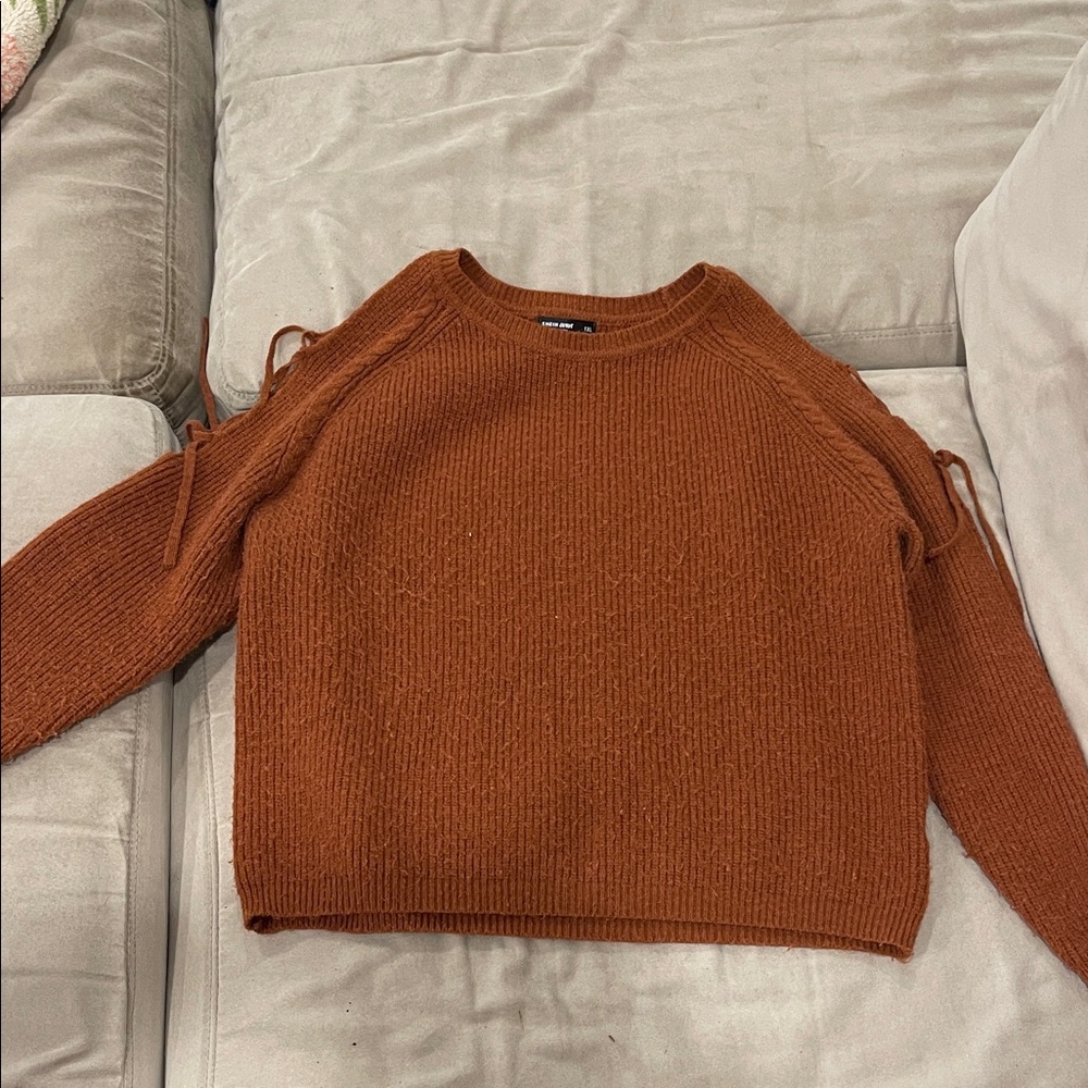 Rust Orange Women's Sweater w/ Open sleeve